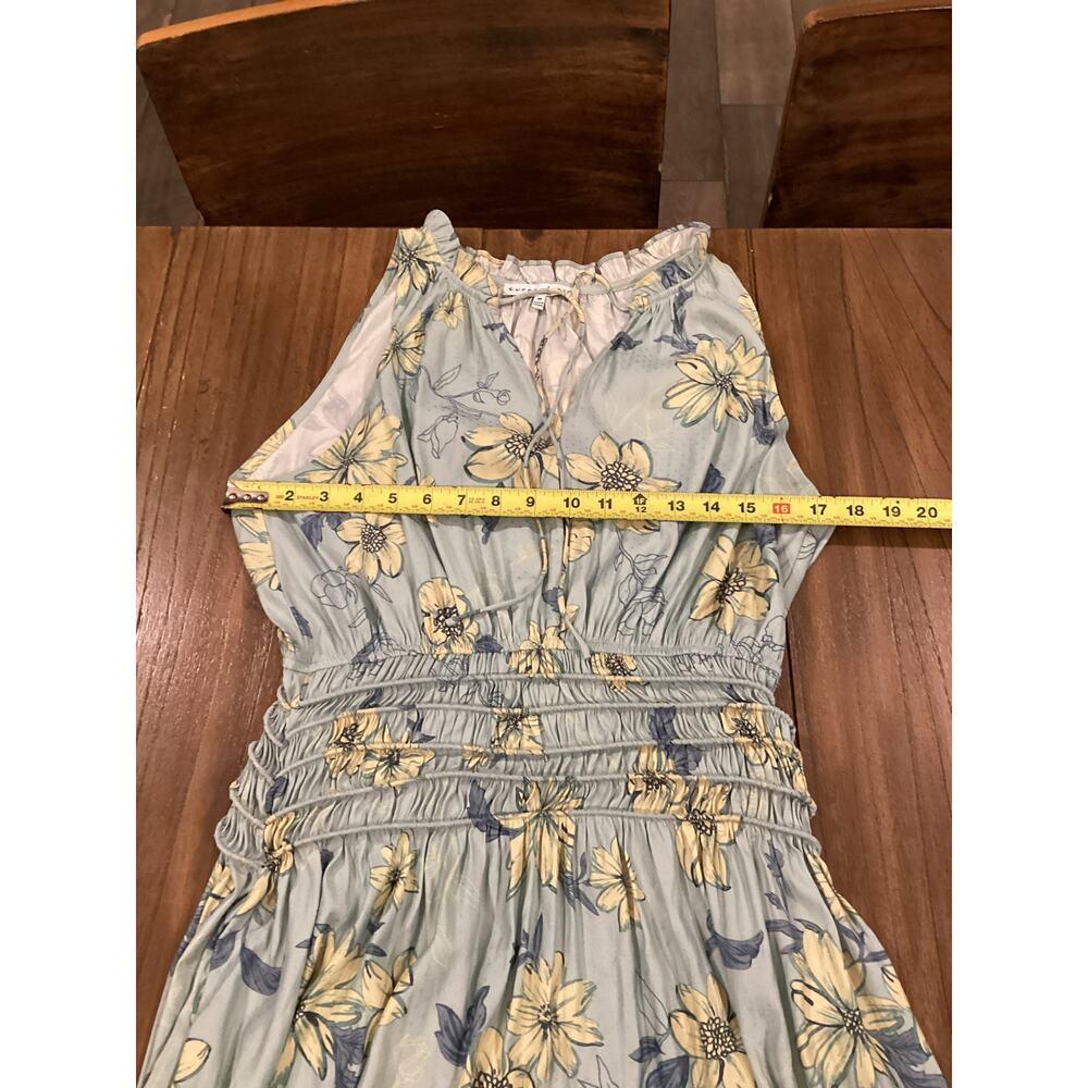 Current Air Sleeveless A Line Floral V Neck Smocked Waist knee length Dress M - Picture 7 of 8